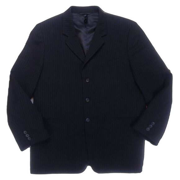 Claiborne Men's Sport Coat Blazer 3 Button Pinstripe Lined Size 44R Black